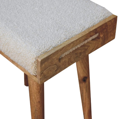 Boucle Cream Tray Style Footstool - Living with Luxury