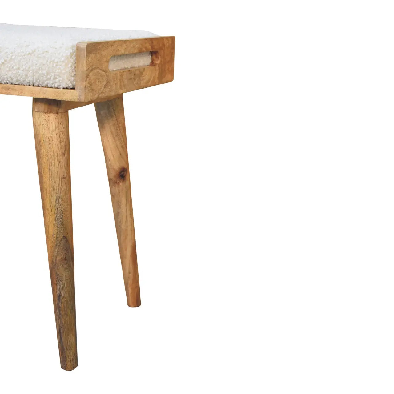 Boucle Cream Tray Style Footstool - Living with Luxury