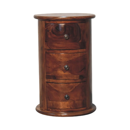 3 Drawer Chestnut Sheesham Drum - Living with Luxury