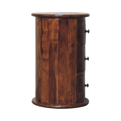 3 Drawer Chestnut Sheesham Drum - Living with Luxury