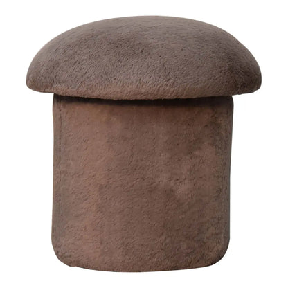 Mocha Faux Fur Mushroom Footstool - Living with Luxury