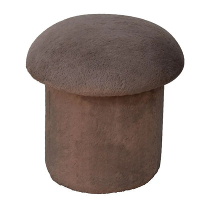 Mocha Faux Fur Mushroom Footstool - Living with Luxury