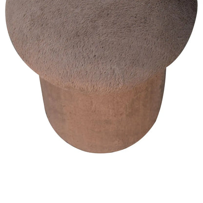 Mocha Faux Fur Mushroom Footstool - Living with Luxury