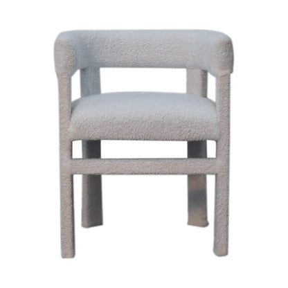 White Bouclé Occasional Chair in modern living room, complementing stylish décor.