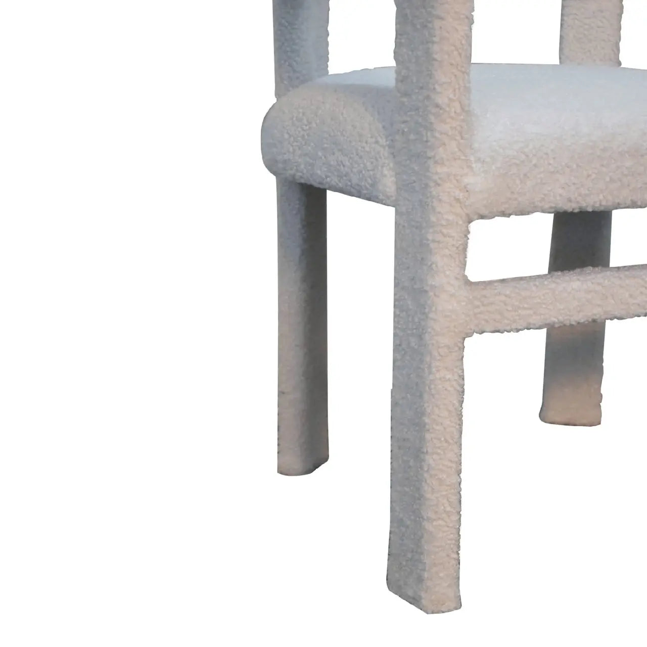 White Bouclé Occasional Chair in modern living room, complementing stylish décor.