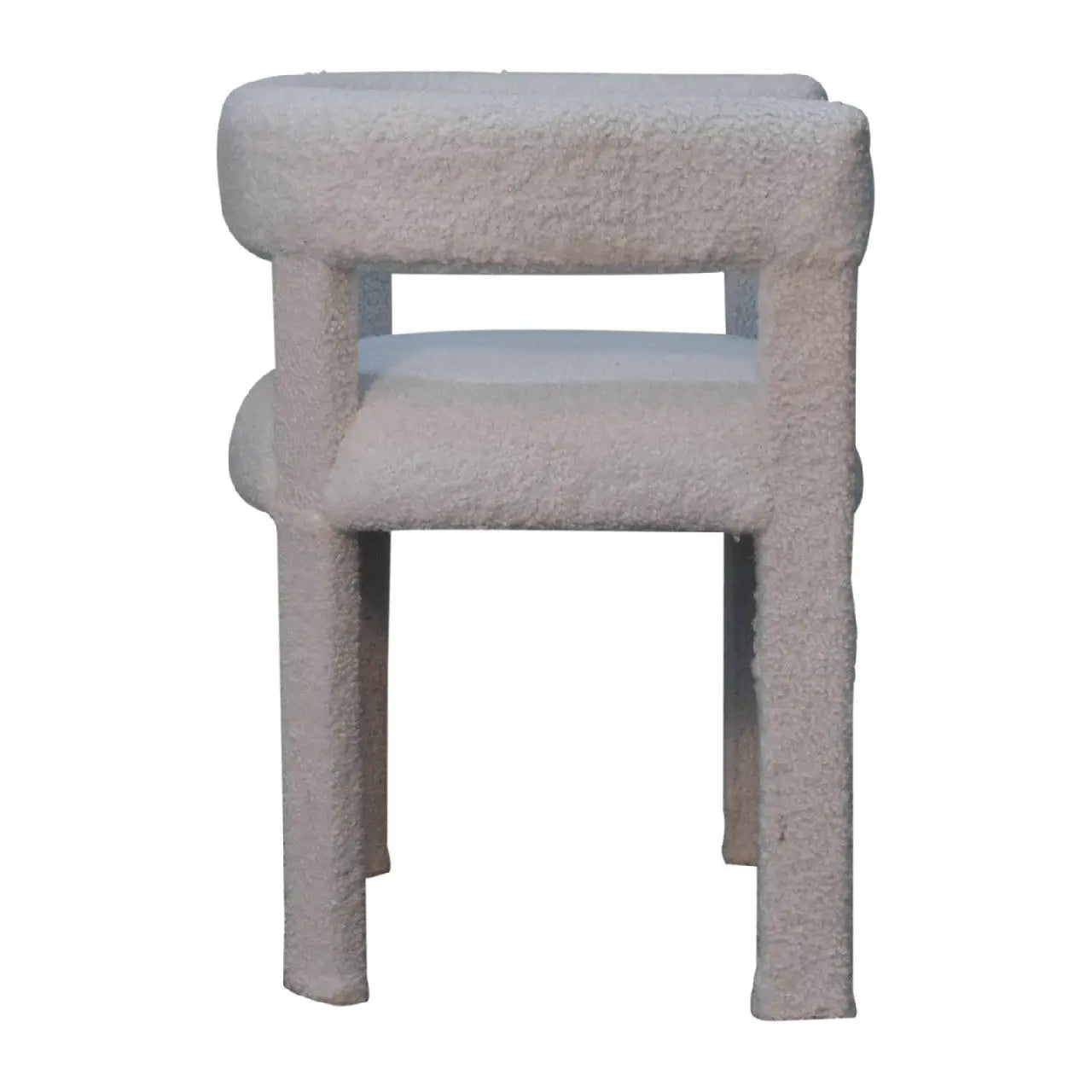 White Bouclé Occasional Chair in modern living room, complementing stylish décor.