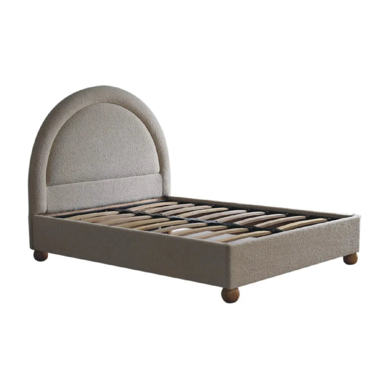 Cream Boucle Double Bed - Living with Luxury