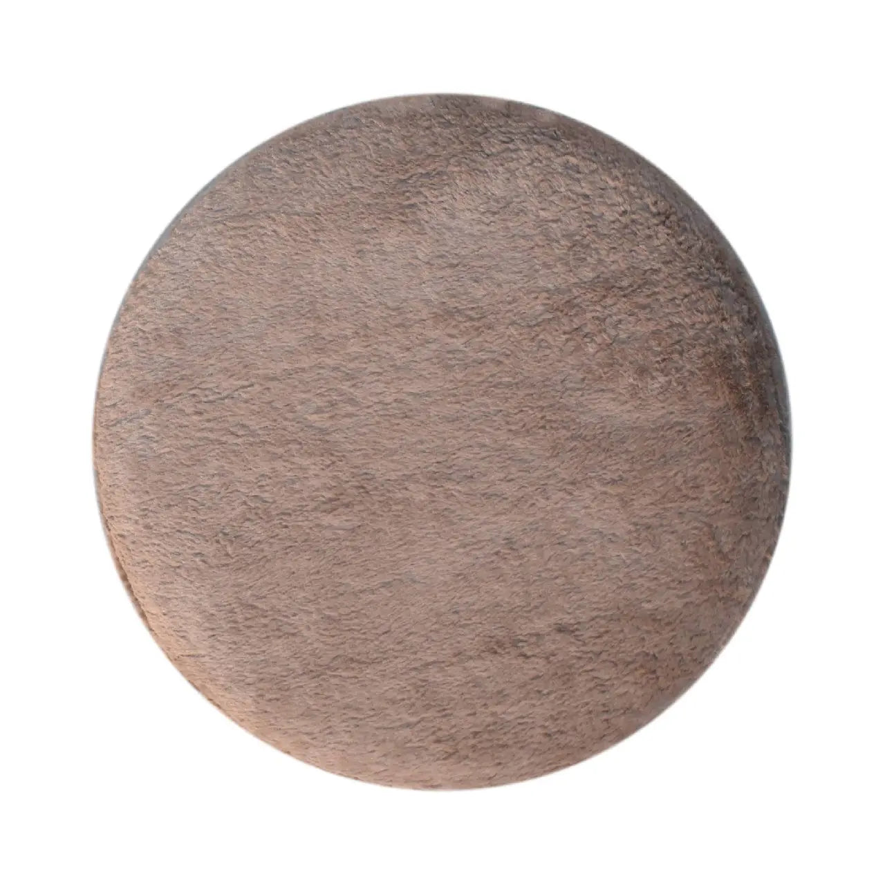 Mocha Faux Fur Round Footstool - Living with Luxury