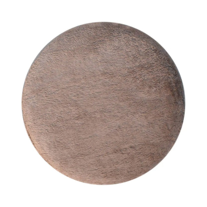 Mocha Faux Fur Round Footstool - Living with Luxury