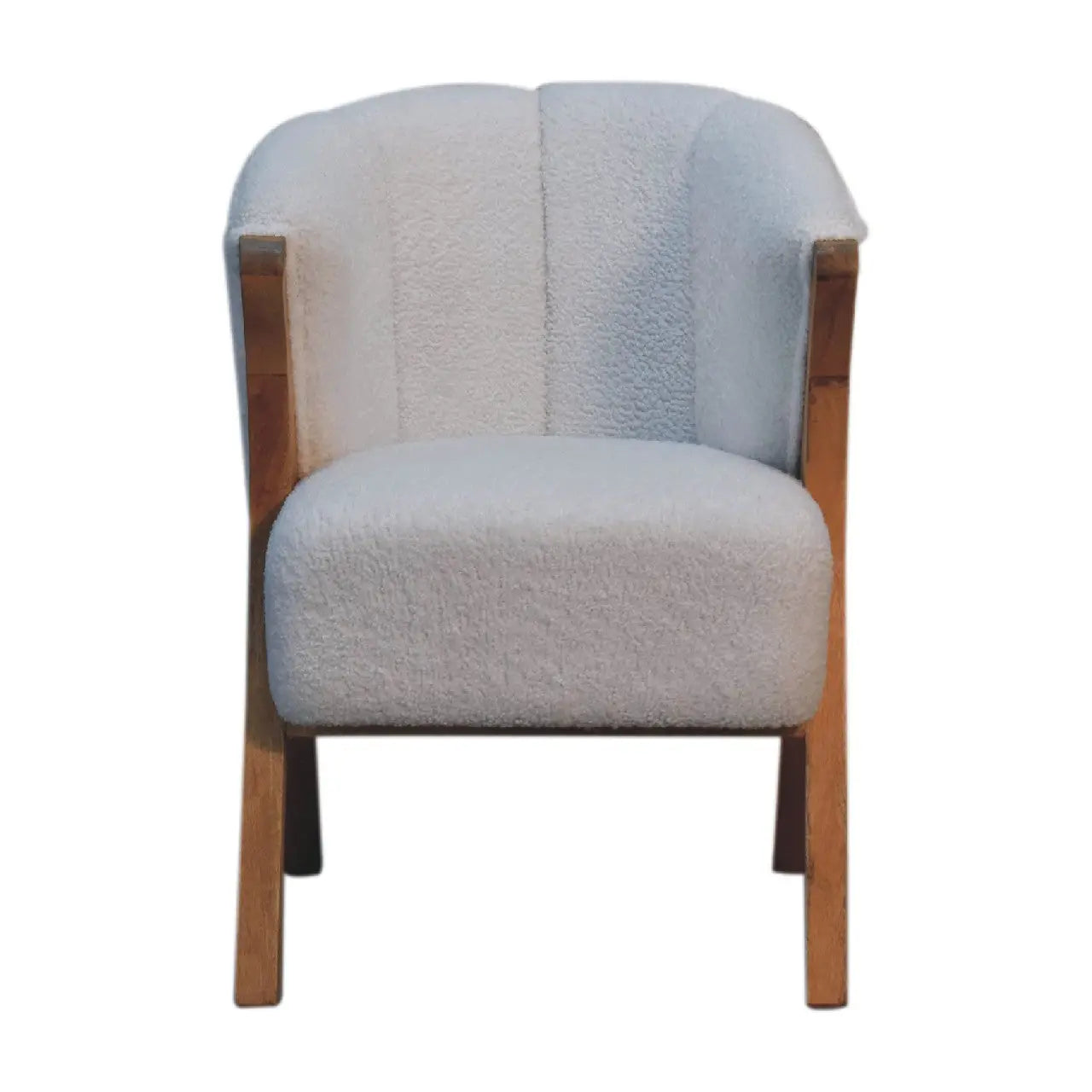 White Boucle Minimalistic Chair - Living with Luxury