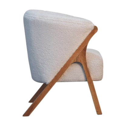 White Boucle Minimalistic Chair - Living with Luxury