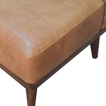 Tan Buffalo Backrest Footstool - Living with Luxury