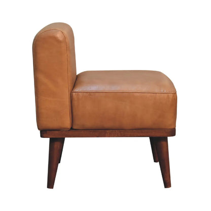 Tan Buffalo Backrest Footstool - Living with Luxury