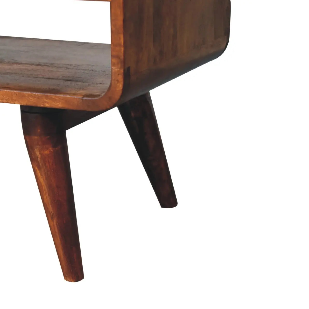 Reverse Curved Chestnut Media Unit - Living with Luxury