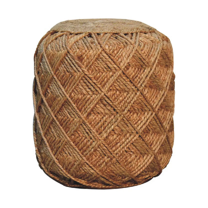 Jute Fibre Footstool Large Pattern - Living with Luxury