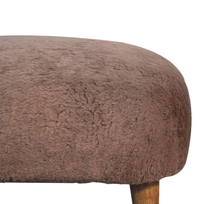 Mocha Faux Fur Square Stool - Living with Luxury