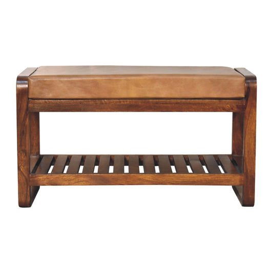 Small Buffalo Slatted Hallway Bench - Living with Luxury