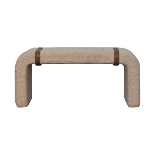 Boucle Leather Strap Bench - Living with Luxury