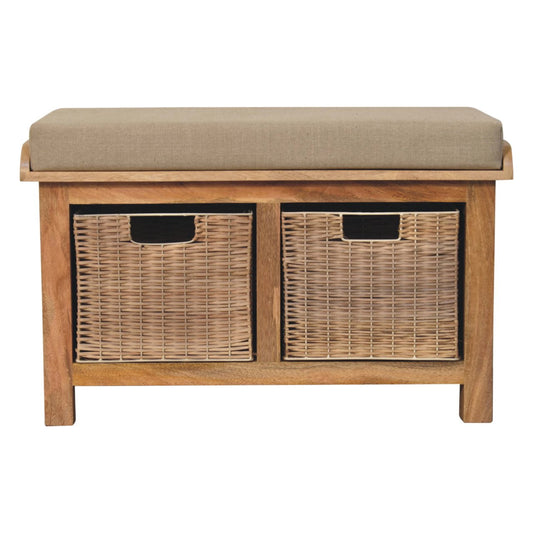 Rattan Basket Linen Bench - Living with Luxury