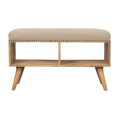 Studded Linen Open Bench - Living with Luxury