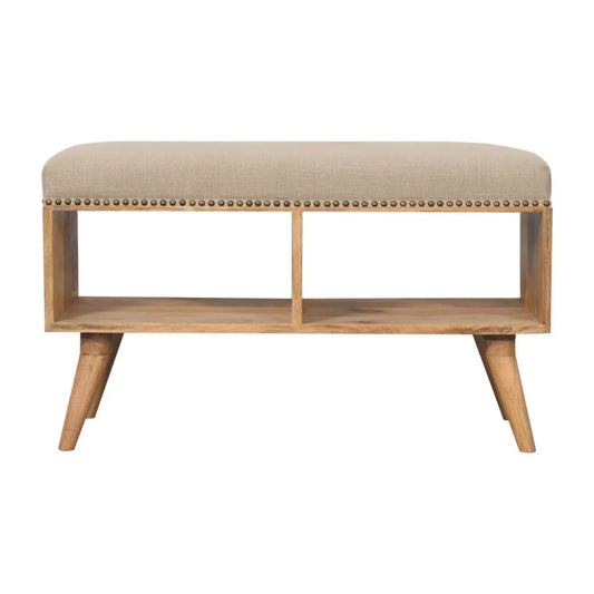 Studded Linen Open Bench - Living with Luxury