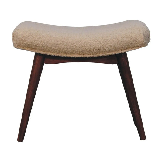 Honey Caramel Boucle Cream Curved Bench - Living with Luxury