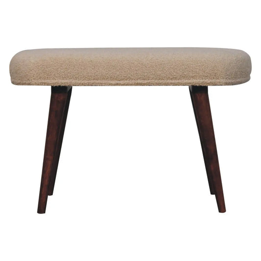 Honey Caramel Boucle Cream Nordic Bench - Living with Luxury