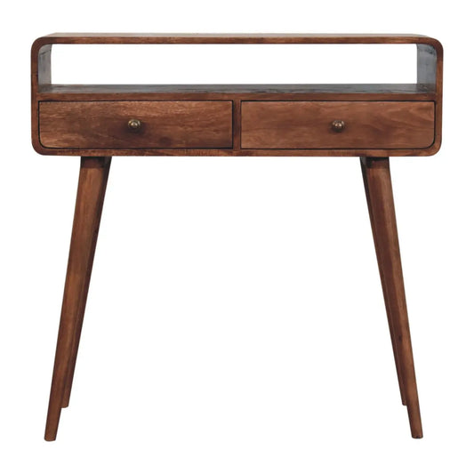 Curved Honey Caramel Console Table - Living with Luxury