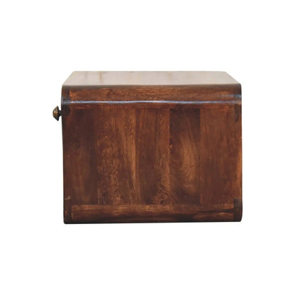 Curved California Walnut Wall Mounted Bedside with Open Slot - Living with Luxury