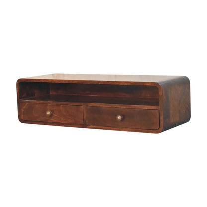 Floating California Walnut Open Console - Living with Luxury