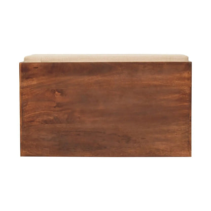 California Walnut & Mud Linen Pull out Shoe Bench - Living with Luxury