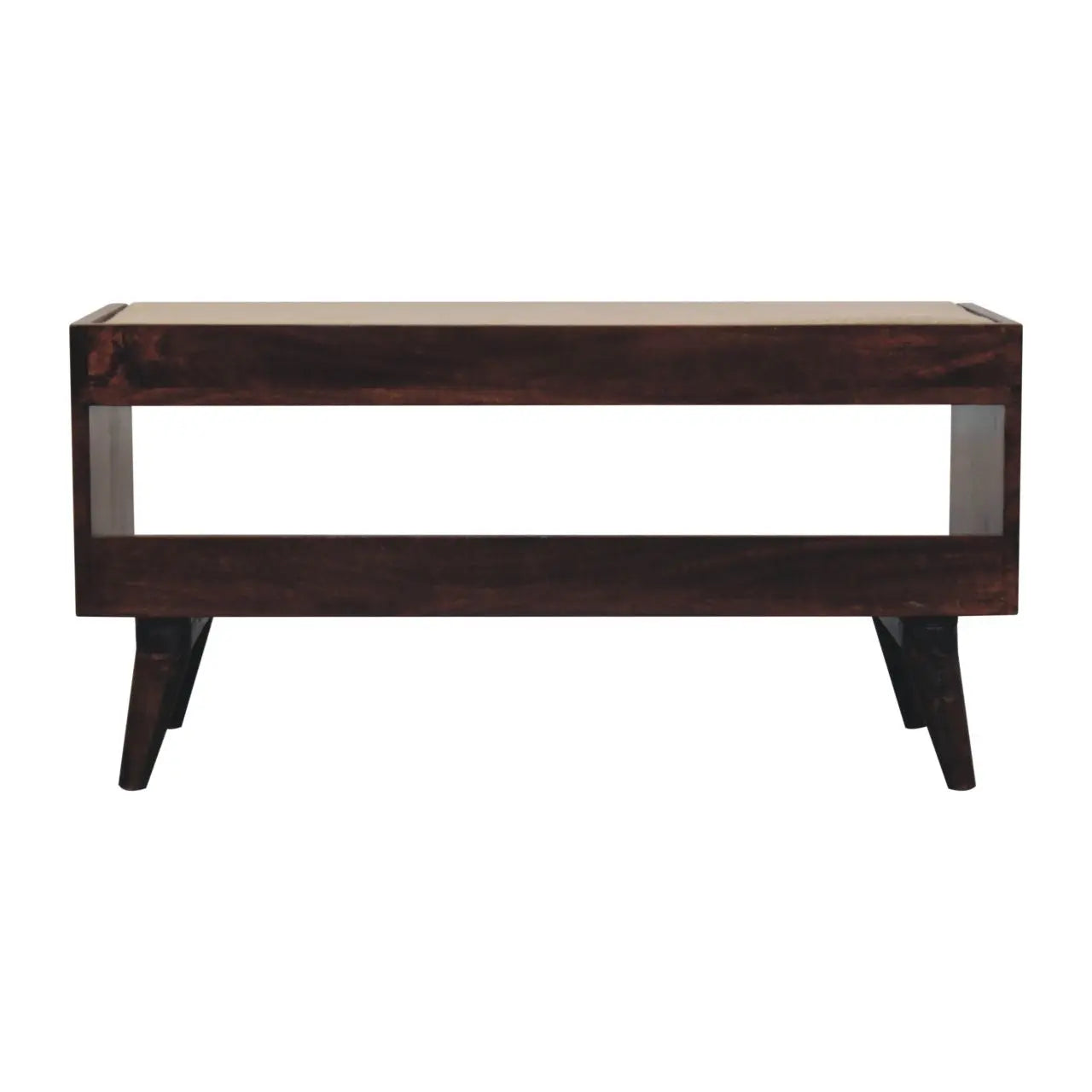 California Walnut bench with mud linen seat pad - Living with Luxury