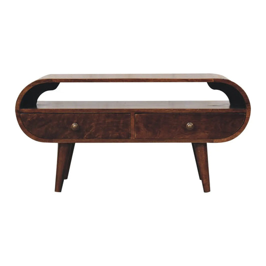 California Walnut Circular TV Stand - Living with Luxury