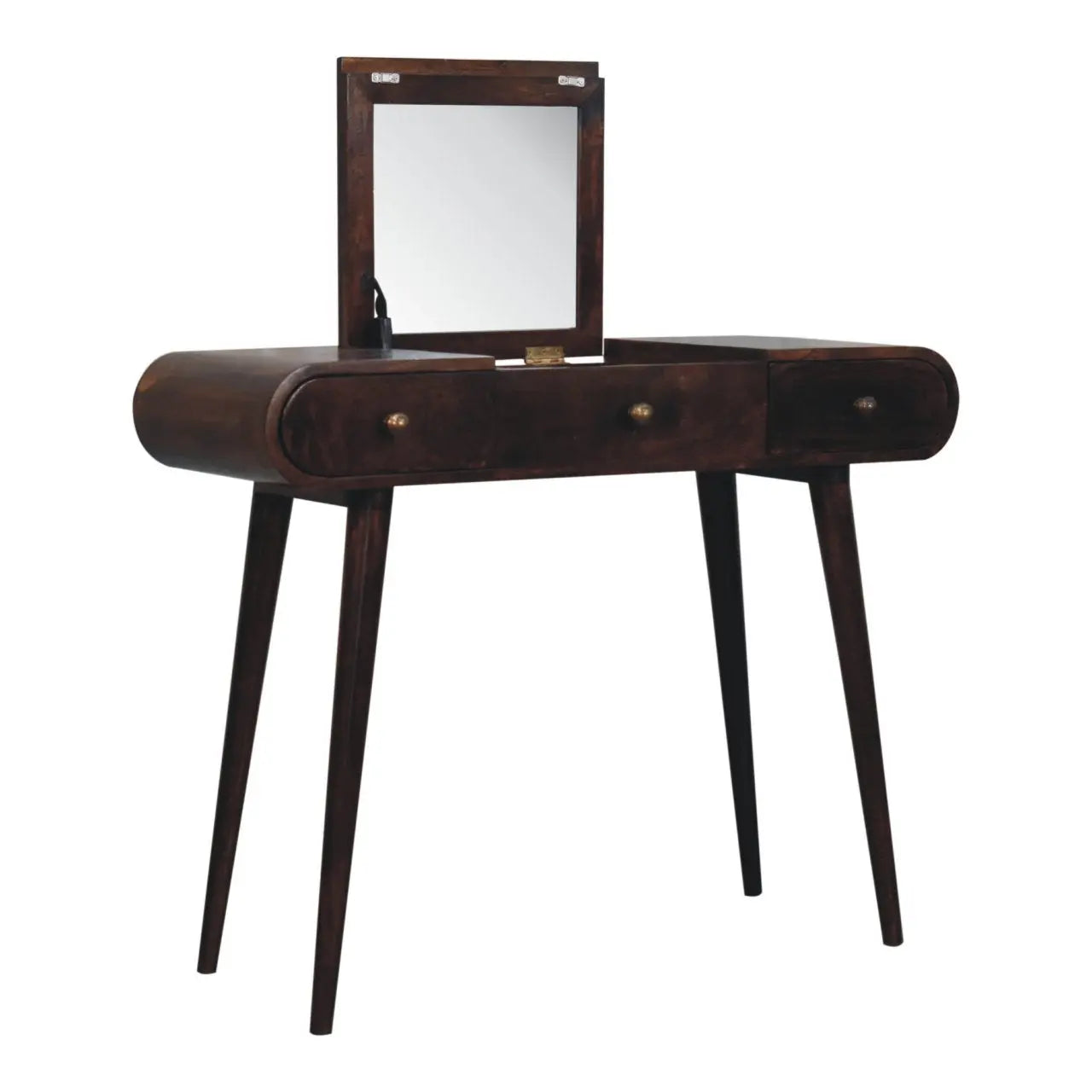 California Walnut Dressing Table with Foldable Mirror - Living with Luxury