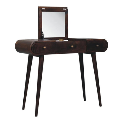 California Walnut Dressing Table with Foldable Mirror - Living with Luxury