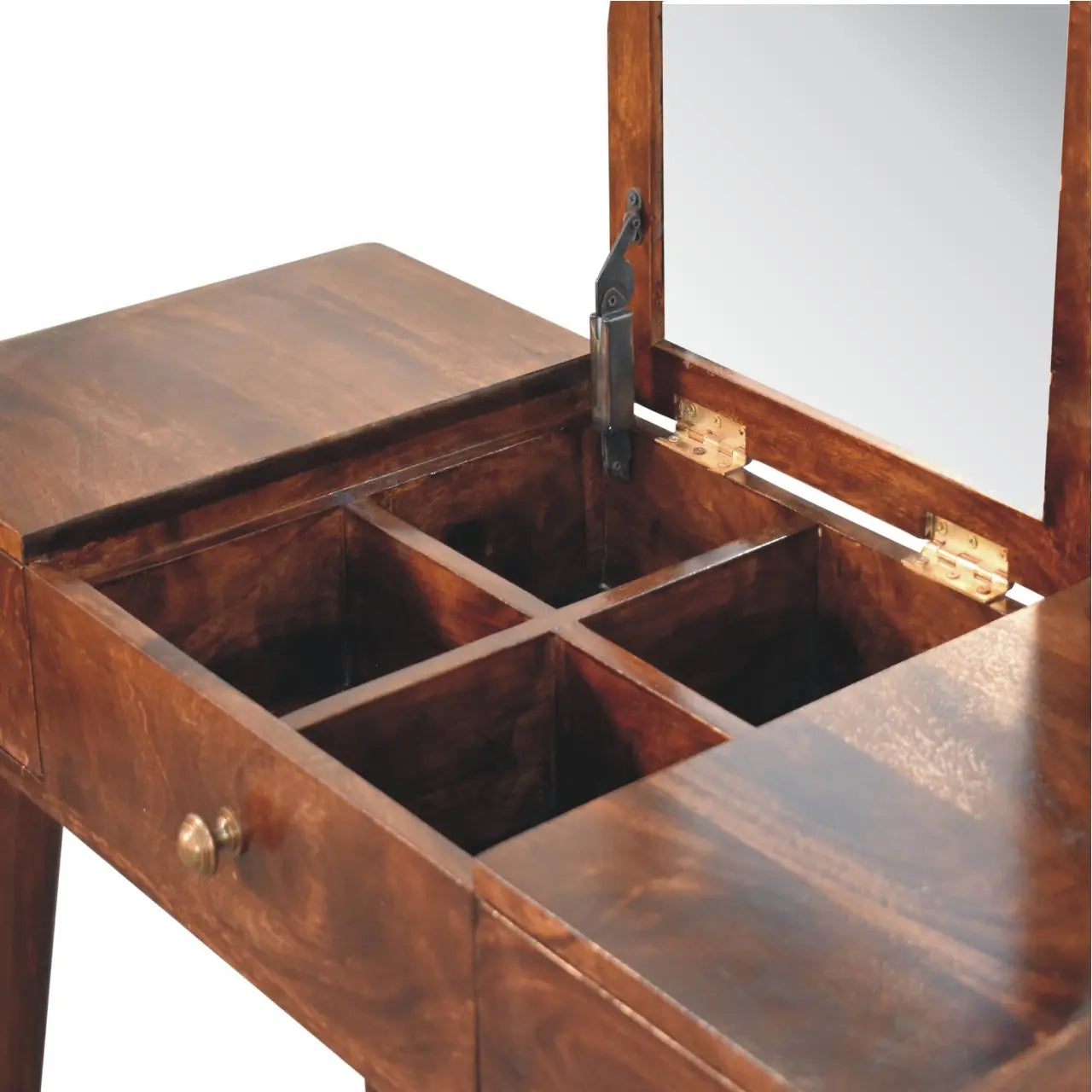 California Walnut Dressing Table with Foldable Mirror - Living with Luxury