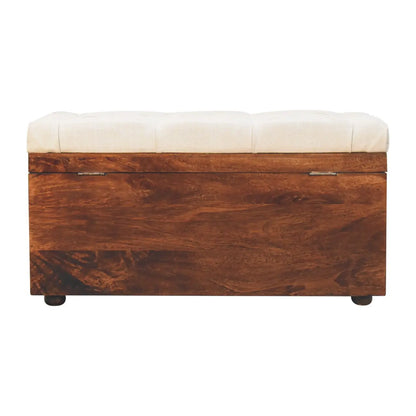 California Walnut White Linen Storage Trunk - Living with Luxury