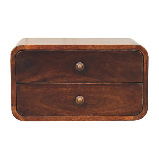 Curved California Walnut Wall Mounted Bedside - Living with Luxury
