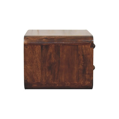 Curved California Walnut Wall Mounted Bedside - Living with Luxury