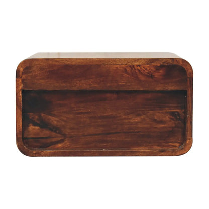 Curved California Walnut Wall Mounted Bedside - Living with Luxury