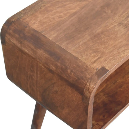 Mini Honey Caramel Curved Open Bedside - Living with Luxury