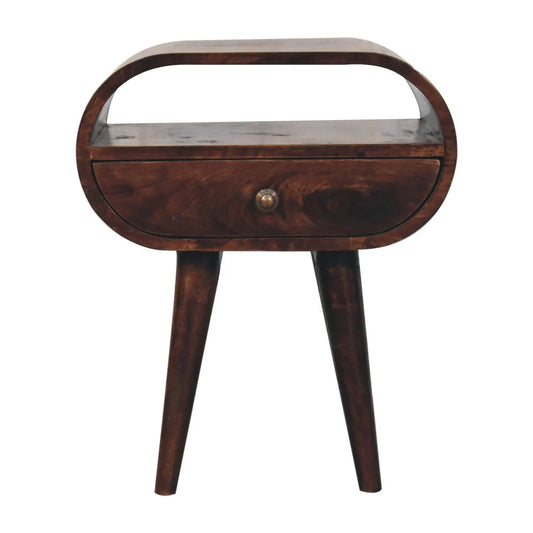 California Walnut Circular Bedside with Open Slot - Living with Luxury