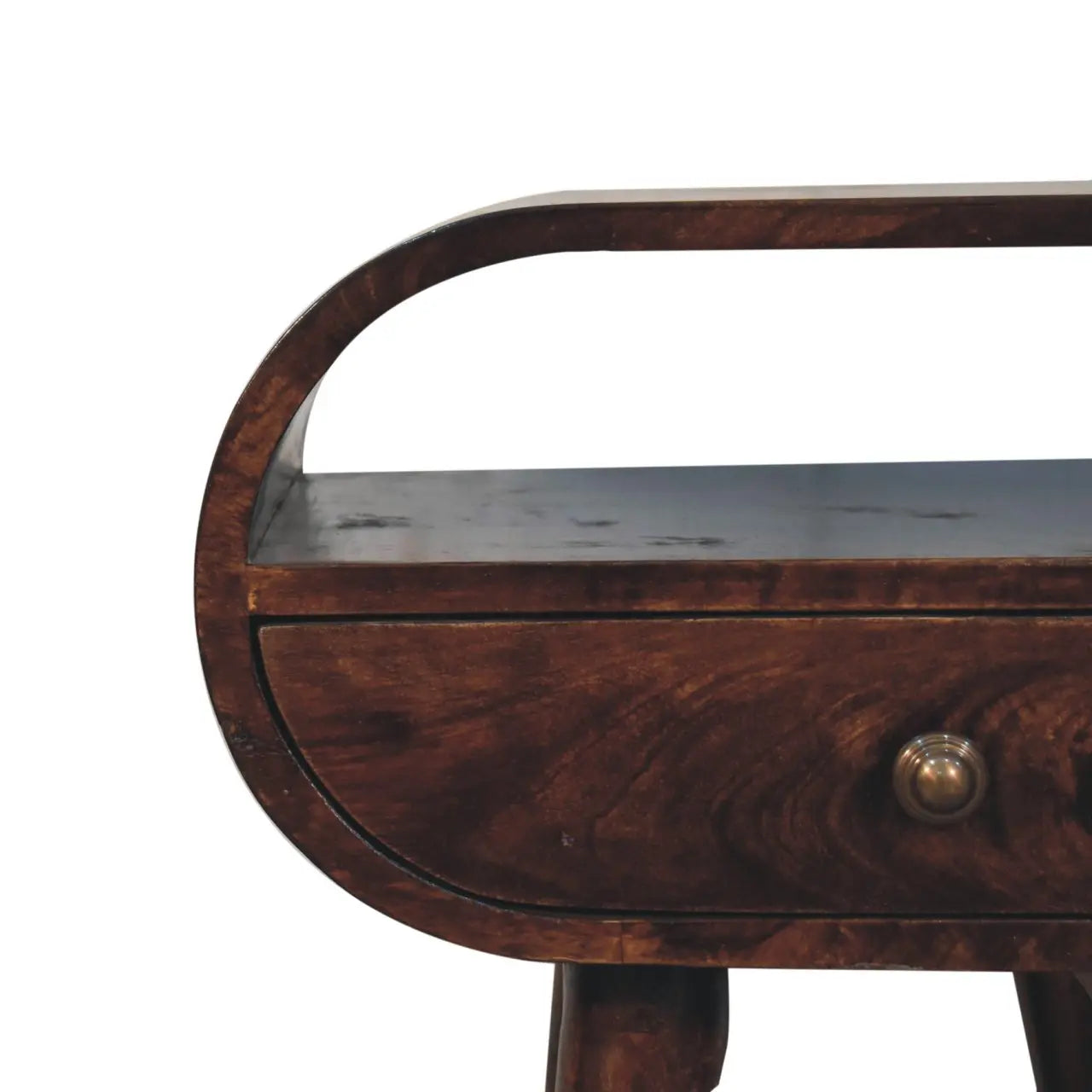 California Walnut Circular Bedside with Open Slot - Living with Luxury