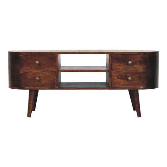California Walnut Rounded Entertainment Unit - Living with Luxury