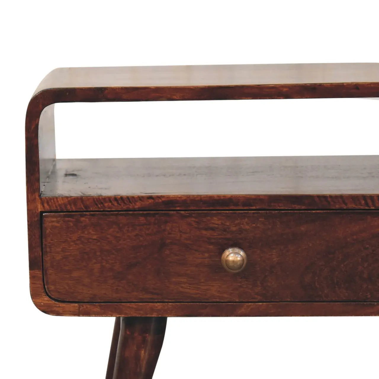Curved California Walnut Media Unit - Living with Luxury
