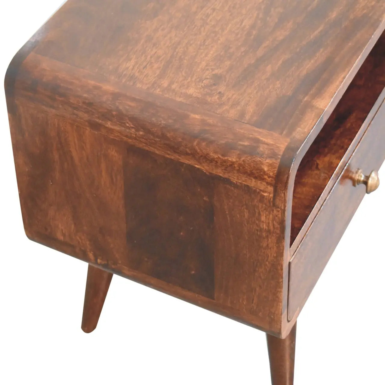 Curved California Walnut Media Unit - Living with Luxury