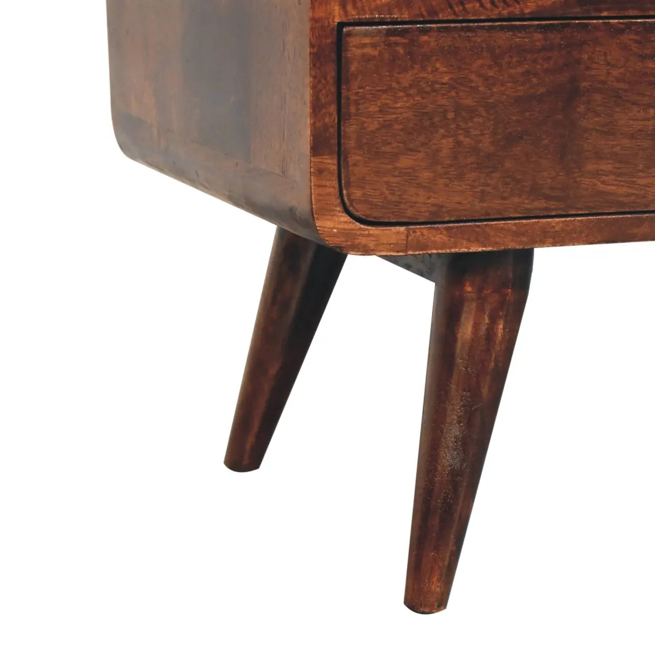 Curved California Walnut Media Unit - Living with Luxury