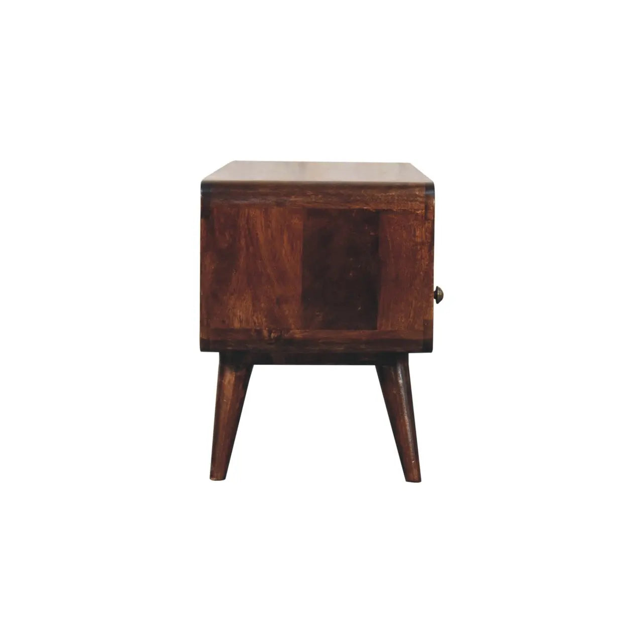 Curved California Walnut Media Unit - Living with Luxury