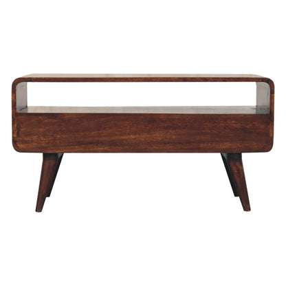 Curved California Walnut Media Unit - Living with Luxury