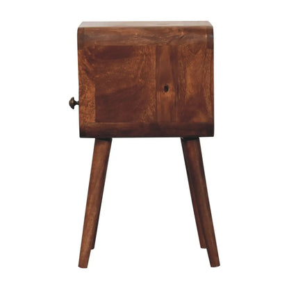 Mini Honey Caramel Curved Bedside with Open Slot - Living with Luxury